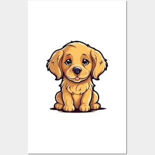 Cute Cartoon Golden Labrador Retriever Puppy Dog Posters and Art